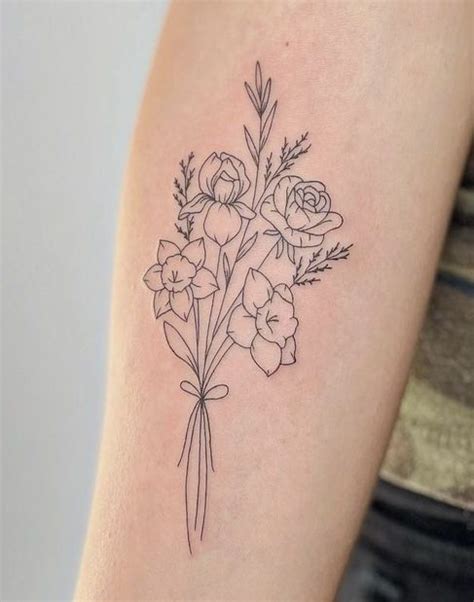 Popular Birth Flower Bouquet Tattoo Designs