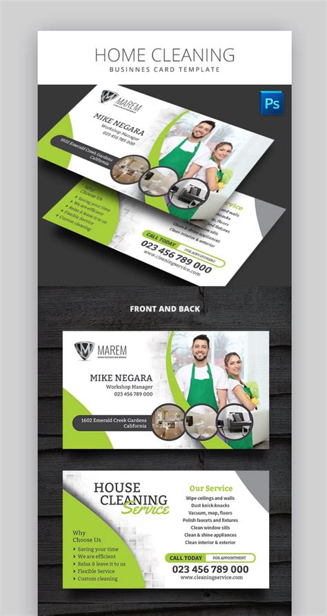 Popular Design Styles for House Cleaning Business Cards