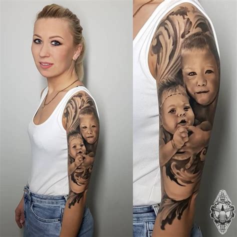 Portrait forearm sleeve tattoo