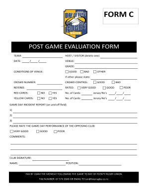 Post-game evaluation form