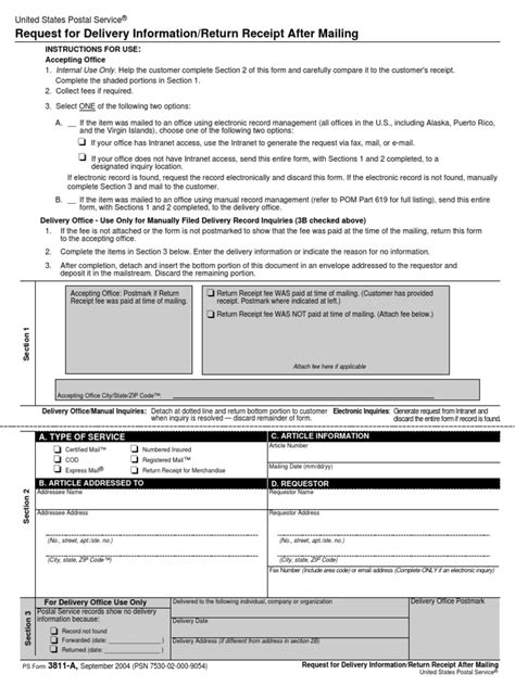 Postal service forms