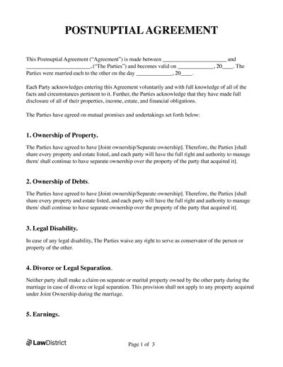 postnuptial agreement signature