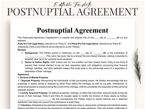 Postnuptial Agreement Template with Debts