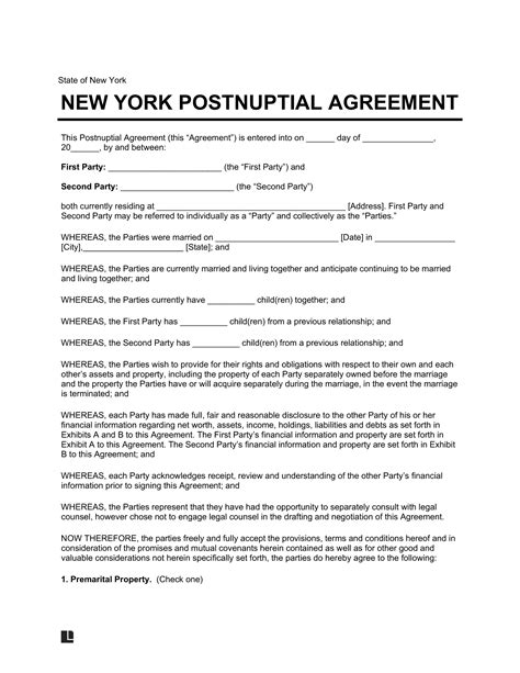 Postnuptial Agreement Template with Estate Planning