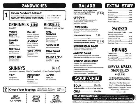 Potbelly Menu Ideas