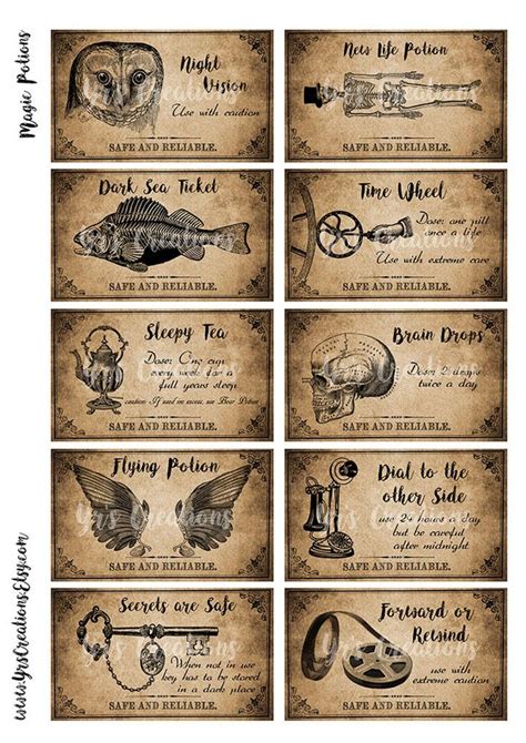 Potion Labels for Journal Pages and Art