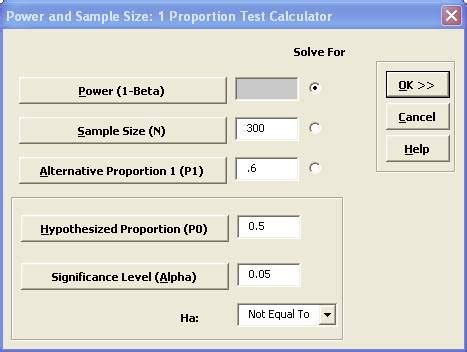 Using the Power and Sample Size Calculator