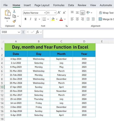 POWER and YEAR functions in Excel