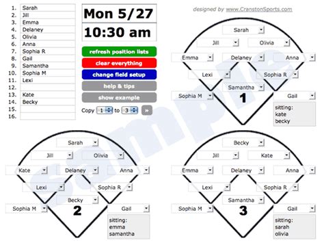 Power-heavy softball lineup diagram