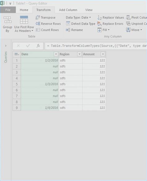 Using Power Query to highlight blank cells