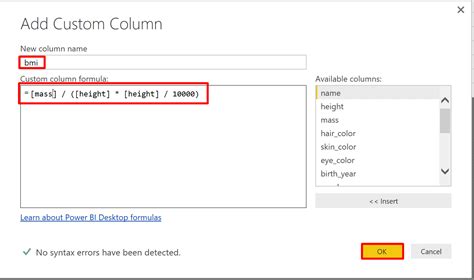 Power Query for BMI