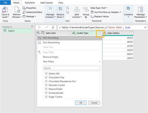 Power Query Filtering in Excel