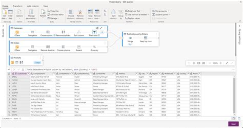 Power Query Interface in Excel