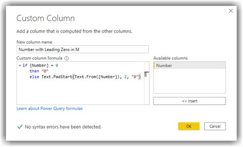 Padding Numbers with Zeros using Power Query