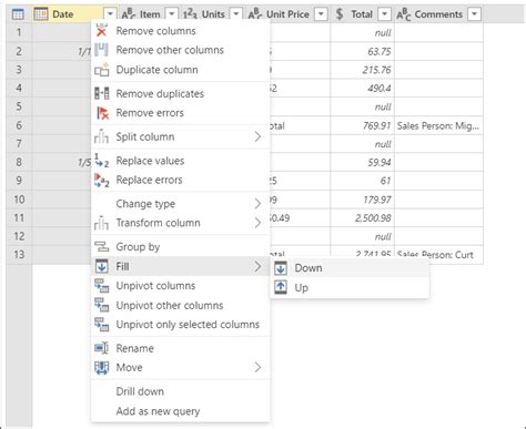 Power Query Populate Data