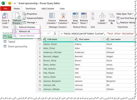 Power Query Refresh All