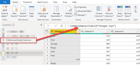 Removing blank cells using Power Query