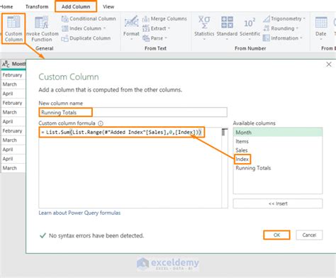 Power Query Running Total Formula