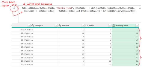 Power Query Running Total Index Column