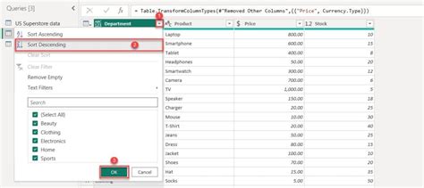 Power Query Sort