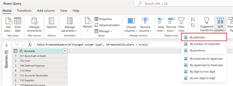 Power Query Split Column feature in Excel