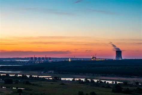 A power station generating electricity