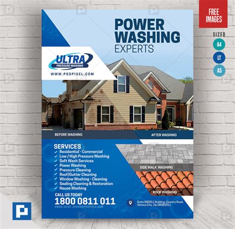 Power Washing Flyer Template Before and After