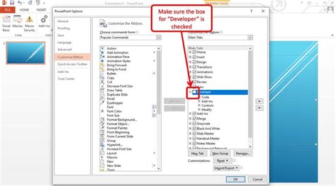 PowerPoint Developer tab