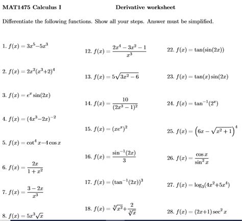 Practice Problems of Derivative of 9x