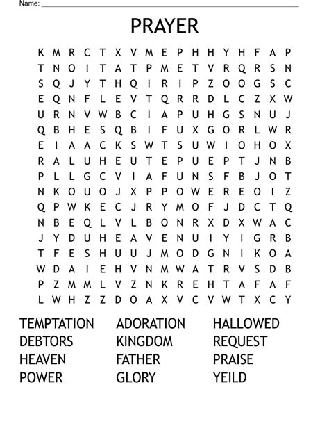 Prayer word search