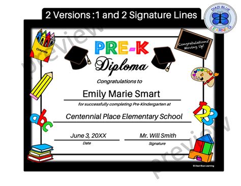 Pre-K diploma template 3