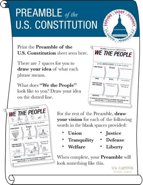 Preamble worksheet template with a blue background