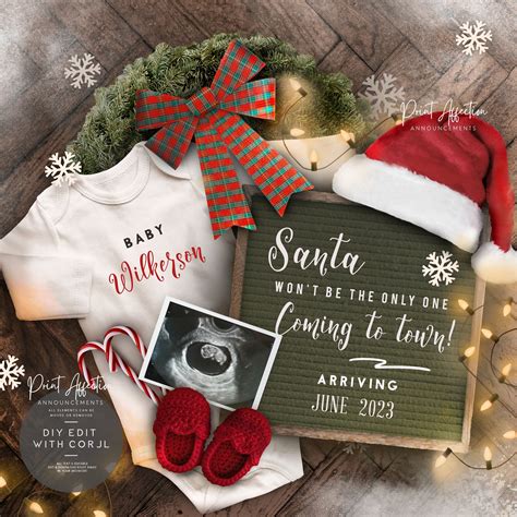 Pregnancy announcement template ideas for Christmas