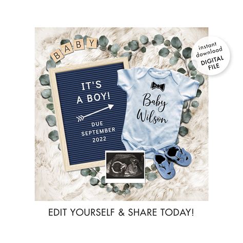 Pregnancy Announcement Templates for Boys