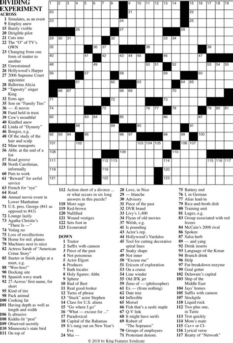 Premier Sunday Crossword Printable