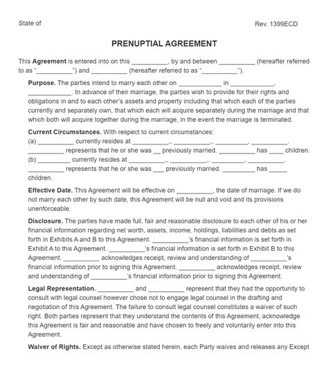 Prenup Agreement Template Word Document