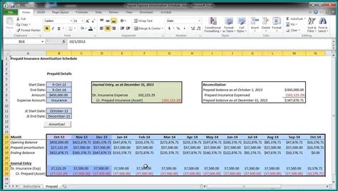 Prepaid Expense Reconciliation Excel