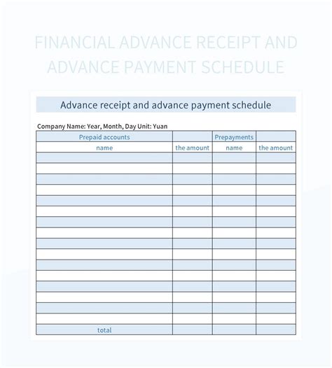 Prepayment Schedule Template in Excel