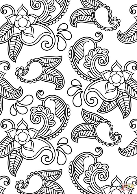 Preppy Coloring Pages Paisley Design