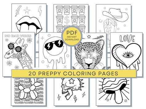 Preppy Coloring Pages Preppy Icons