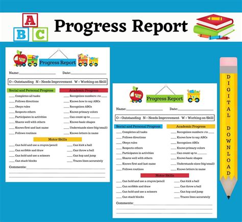 Preschool Daycare Progress Report Template