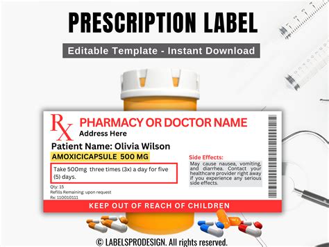 Prescription Label Template 1