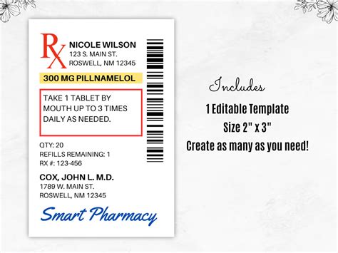 Prescription Label Template with Barcode