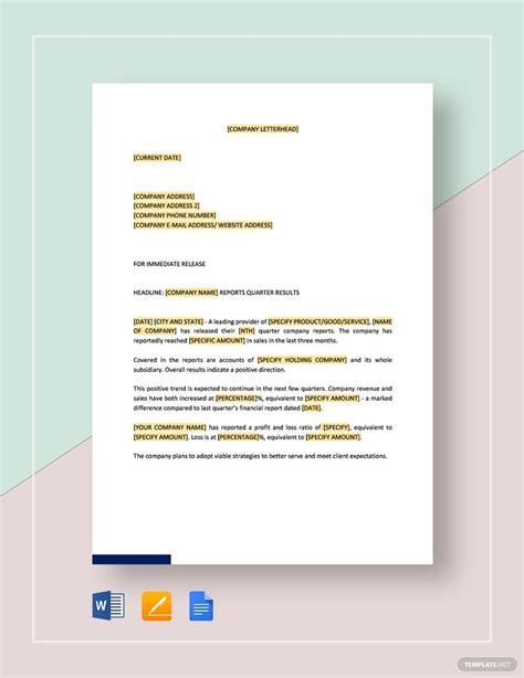 Press Release Template Google Docs