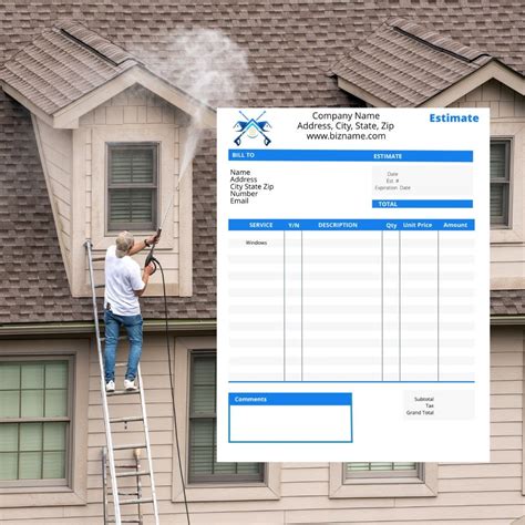 Pressure washing estimate template