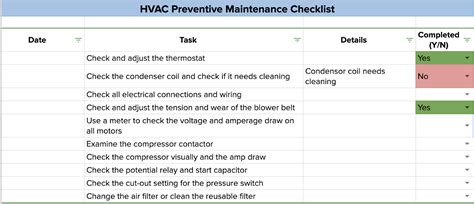 Preventive Maintenance Checklist Template