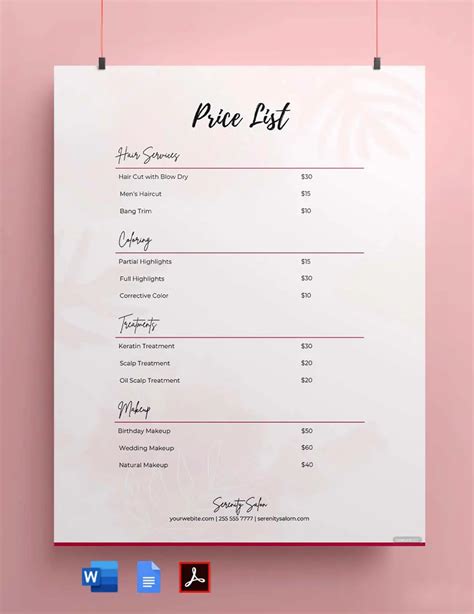 Price List Template in PDF