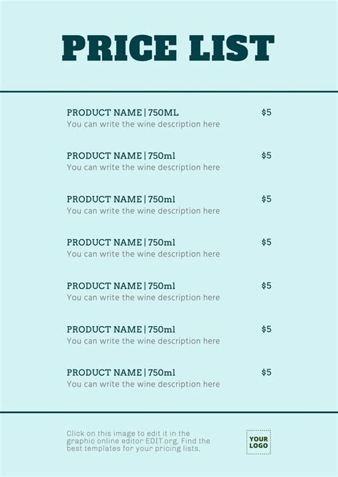 Pricing Template in Word