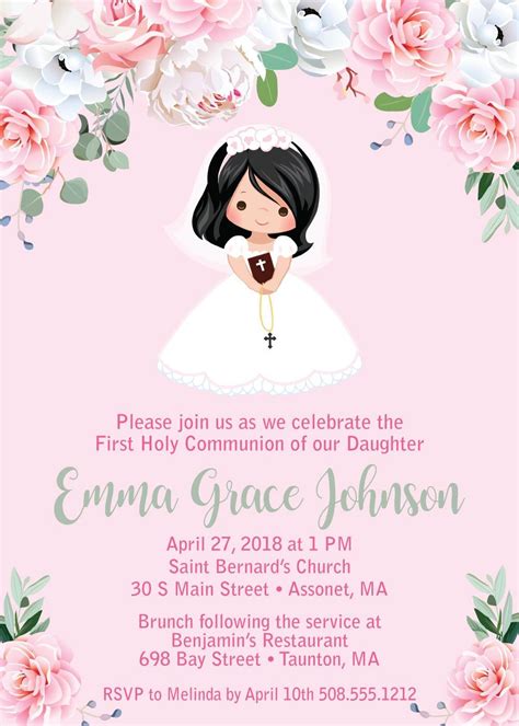 Example of First Communion Invitation Design