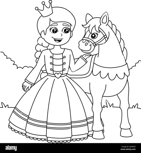 Princess and Horse Coloring Page